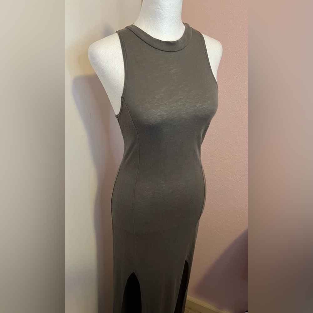 Slate Racerback Side Slit Maxi Dress - Picture 3 of 16